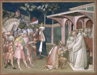 Der Heilige prophezeit Totila, König der Goten (Detail)